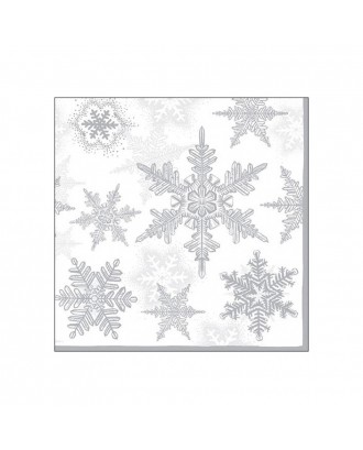 Servetele de masa, 20 buc, 33x33 cm, Snow Crystals Silver - AMBIENTE